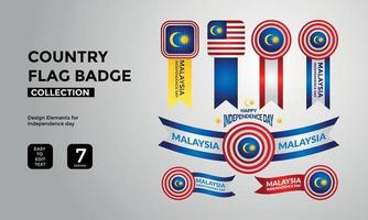 malaysia flagga märke samling, glad självständighetsdagen hälsningar vektor