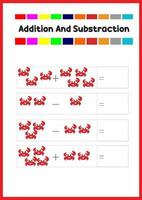 lärande addition och substraktion för barn. lära sig att räkna objektet. vektor