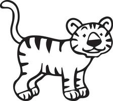 Tiger zum Ausmalen niedliche Cartoon-Ausmalbilder kostenloser Download vektor