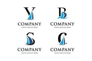 segling eller yatch logotyp med initialer ybsc design vektor