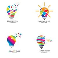 bunte Glühbirne Logo Designs Konzept kreative Symbol Symbol Technologie Logo Glühbirne Logo Designs vektor
