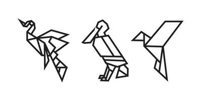 fågelillustrationer i origami stil vektor