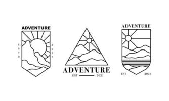 märkesuppsättningen med olika logotyper med äventyrstema vektor