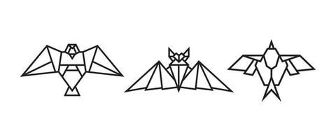 fågelillustrationer i origami stil vektor