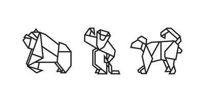primat illustrationer i origami stil vektor