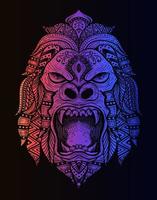 Illustration Gorilla Mandala-Stil mit Neonfarbe vektor
