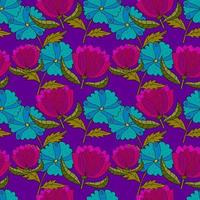 abstrakt färgglada doodle blomma med lockar seamless mönster. fantasi blommig bakgrund. vektor