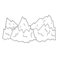 Cartoon-Doodle-Berge isoliert auf weißem Hintergrund. vektor