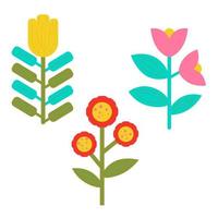 süßes Sommerset mit hellen Blumen. florale Sammlung von Cartoon-Elementen isoliert auf weißem Hintergrund. vektor