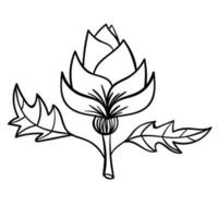 söt fantasy doodle tecknad blomma isolerad på vit bakgrund. vektor