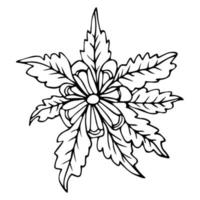 schwarze handgezeichnete Fantasy-Blume isoliert auf weiss. tropisches Gekritzelblumenelement. vektor