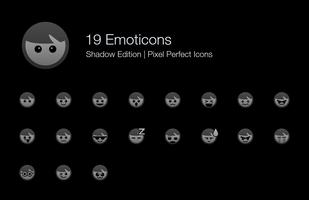 Emoticons Emoji Pixel Perfect Ikoner Shadow Edition. vektor