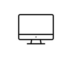 Desktop-Computer, Monitorzeilensymbol, Umrissvektorzeichen, lineares Piktogramm einzeln auf Weiß. Symbol, Logoillustration. editierbarer Strich. Pixel perfekt vektor