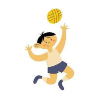 liten pojke som tränar volleyboll vektor