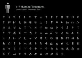 Human Pictogram Pixel Perfect Ikoner Shadow Edition. vektor