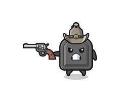 bilnyckeln cowboy skjuter med en pistol vektor