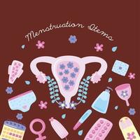 Menstruationsartikel und Schriftzug vektor