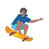 Afro-Mann im Skateboard vektor