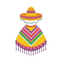 mexikansk kultur poncho och hatt vektor