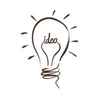 Glühbirne und Ideenwort vektor