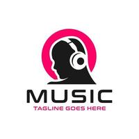 Logo Musik hören mit einem Headset vektor