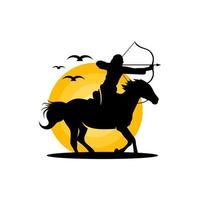 Reiter Bogenschütze Krieger Logo vektor