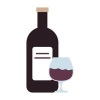 vinflaska och kopp drink isolerad ikon vektor