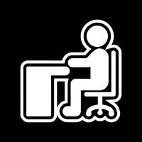 Sitter på Desk Icon Design vektor