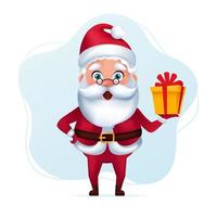 Weihnachtsmann hält Weihnachtsgeschenk-Box vorhanden. Cartoon-Vektor, isolierte Darstellung vektor