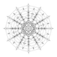 magischer alter Wikinger-Art-Deco, vegvisir magischer Navigationskompass altertümlich. Mandala-Wikinger verwendeten viele Symbole in Übereinstimmung mit der nordischen Mythologie, die in der Wikingergesellschaft weit verbreitet sind. Logo-Symbol esoterisches Zeichen vektor