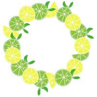 citron cirkel krans, ram för kort eller tagg vektor