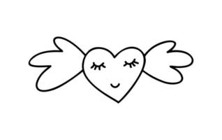 hjärta kärlek logotyp tecken sova med vingar. design blomstra element för alla hjärtans kort. vektor illustration romantisk symbol bröllop. mall för t-shirt, banner, affisch