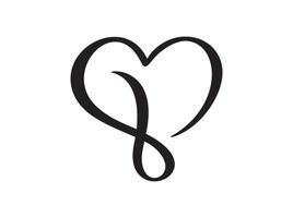 Liebhaber Symbol Vektor kalligraphisches Herz Unendlichkeit. handgezeichnetes Valentinstag-Kalligraphie-Logo. Dekor für Grußkarten, Tassen, Foto-Overlays, T-Shirt-Druck, Flyer, Plakatgestaltung