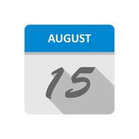 15 augusti Datum på en dagskalender vektor