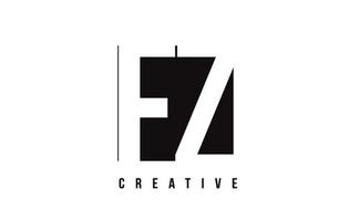fz fz weißer Buchstabe Logo-Design mit schwarzem Quadrat. vektor