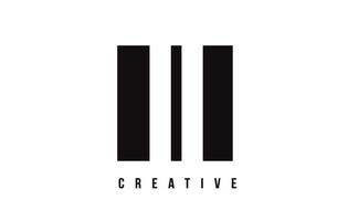 ii ii weißer Buchstabe Logo-Design mit schwarzem Quadrat. vektor