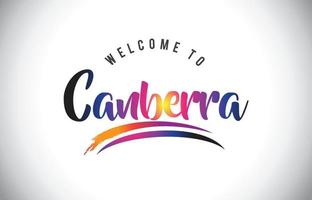 Canberra Willkommen bei einer Nachricht in lila leuchtenden modernen Farben. vektor