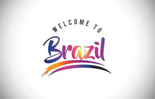 brasilien välkommen till budskap i lila levande moderna färger. vektor