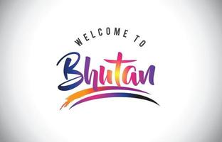 bhutan Willkommen bei einer Nachricht in lila leuchtenden modernen Farben. vektor