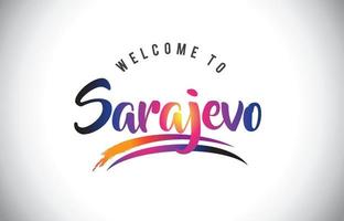 sarajevo Willkommen bei einer Nachricht in lila leuchtenden modernen Farben. vektor