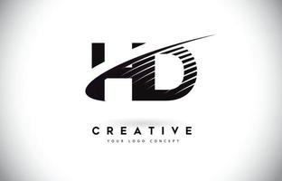 HD-Brief-Logo-Design mit Swoosh und schwarzen Linien. vektor