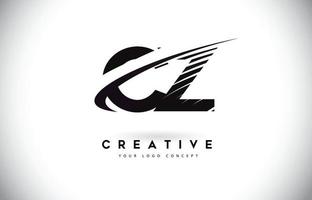 cz cz brief Logo-Design mit Swoosh und schwarzen Linien. vektor