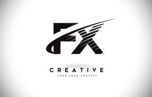 fx fx-Brief-Logo-Design mit Swoosh und schwarzen Linien. vektor