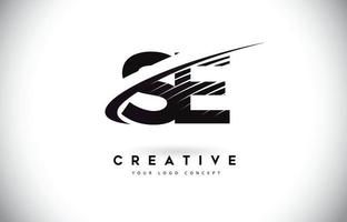 se se brief logo design mit swoosh und schwarzen linien. vektor