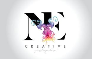 ne lebendige kreative Letter-Logo-Design mit buntem rauchfarbenem fließendem Vektor