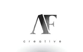 af-Logo-Design mit mehreren Linien und Schwarz-Weiß-Farben. vektor