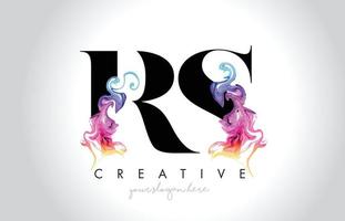 rs lebendiges kreatives Letter-Logo-Design mit buntem, rauchfarbenem fließendem Vektor