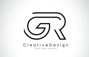 gr gr brief logo design in schwarzen farben. vektor