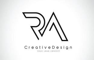 ra ra brief logo design in schwarzen farben vektor