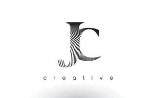jc-Logo-Design mit mehreren Linien und Schwarz-Weiß-Farben. vektor